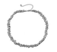 wenwendianzi 2Pcs/Set Creative Irregular CCB Beads Chain For Men Trendy Goth Pendant Choker Grunge Jewelry Steampunk(Silver Color 1)