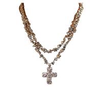 wenwendianzi 2Pcs/Set Creative Irregular CCB Beads Chain For Men Trendy Goth Pendant Choker Grunge Jewelry Steampunk(Silver Set)