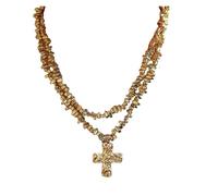 wenwendianzi 2Pcs/Set Creative Irregular CCB Beads Chain For Men Trendy Goth Pendant Choker Grunge Jewelry Steampunk(Gold Set)