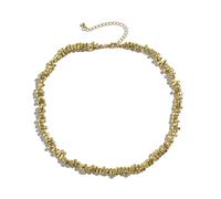 wenwendianzi 2Pcs/Set Creative Irregular CCB Beads Chain For Men Trendy Goth Pendant Choker Grunge Jewelry Steampunk(Gold Color 1)