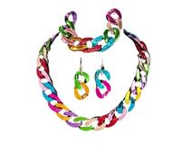 wenwendianzi 4 unids/set acrílico color metálico aretes pulsera gargantilla (Colorful)