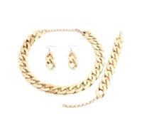 wenwendianzi 4 unids/set acrílico color metálico aretes pulsera gargantilla (Gold Color)