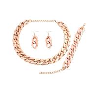 wenwendianzi 4 unids/set acrílico color metálico aretes pulsera gargantilla (Rose Gold)