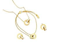 wenwendianzi 4Pcs/Set Stainless Steel Crystal Numbers Necklace Bracelet Earrings