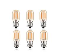 wenwendianzi 6 uds Bombilla LED Vintage T22 1W Blanco cálido 2200K E12 220V Bombilla de luz Regulable E14 Bombilla de Tubo de refrigerador de Vidrio ámbar(E14 220V_Yes_1W)