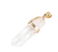 wenwendianzi Colgante de cuarzo de cristal Natural, columna de péndulo, chapado en oro y plata, punto de curación, dijes de cuarzo transparente, 1 ud.
