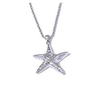 wenwendianzi Collar con colgante de estrella de mar de acero inoxidable 316L, declaración a prueba de herrumbre, chapado en oro de 18 quilates, joyería navideña individualista(YH3317A Steel)