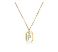 wenwendianzi Collar con colgante de letra Popular de Plata de Ley 925, gargantilla de cadena larga for mujer, joyería personalizada for el cuello con inicial(Gold P)