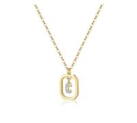 wenwendianzi Collar con colgante de letra Popular de Plata de Ley 925, gargantilla de cadena larga for mujer, joyería personalizada for el cuello con inicial(Gold C)