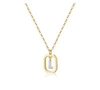 wenwendianzi Collar con colgante de letra Popular de Plata de Ley 925, gargantilla de cadena larga for mujer, joyería personalizada for el cuello con inicial(Gold L)