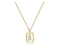 wenwendianzi Collar con colgante de letra Popular de Plata de Ley 925, gargantilla de cadena larga for mujer, joyería personalizada for el cuello con inicial(Gold S)