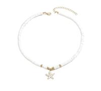 wenwendianzi Collar de gargantilla con cuentas y colgante de estrella de mar de arcilla polimérica boho