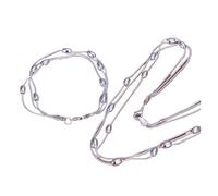 wenwendianzi Collar de pulseras de plata Cadena de cuentas ovaladas con flecos de 18 pulgadas
