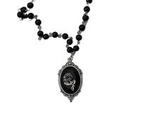 wenwendianzi Conjunto de collar apilado de cuentas negras con cruz de murciélago gótica(Style 12)