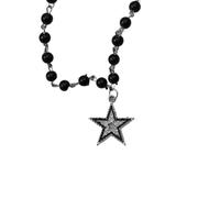 wenwendianzi Conjunto de collar apilado de cuentas negras con cruz de murciélago gótica(Style 6)