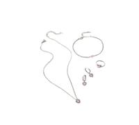 wenwendianzi Conjunto de pulsera, pendientes, anillo y collar con colgante de circonita cúbica