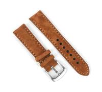 wenwendianzi Correa de reloj de cuero de gamuza Vintage, correa de reloj hecha a mano de 18mm, 19mm, 20mm y 22mm, correas de repuesto for accesorios de reloj, color gris y marrón(Brown,22mm)