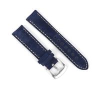 wenwendianzi Correa de reloj de cuero de gamuza Vintage, correa de reloj hecha a mano de 18mm, 19mm, 20mm y 22mm, correas de repuesto for accesorios de reloj, color gris y marrón(Dark blue,18mm)