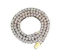 wenwendianzi Joyería de Hip Hop, cadena de tenis con circonita cúbica helada, collar brillante chapado en oro de 18k for mujer, logotipo láser personalizado gratis(20inch necklace,3mm Silver)