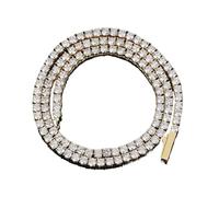 wenwendianzi Joyería de Hip Hop, cadena de tenis con circonita cúbica helada, collar brillante chapado en oro de 18k for mujer, logotipo láser personalizado gratis(18inch necklace,4mm Gold)