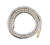 wenwendianzi Joyería de Hip Hop, cadena de tenis con circonita cúbica helada, collar brillante chapado en oro de 18k for mujer, logotipo láser personalizado gratis(22inch necklace,5mm Silver)