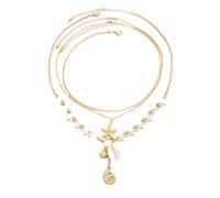 wenwendianzi Juego de 3 piezas de gargantilla con colgante de concha de estrella de mar en capas estilo bohemio
