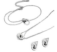 wenwendianzi Números Collar versátil de acero inoxidable Pulsera Pendientes(Sliver Color)