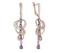 wenwendianzi Purple Natural Zircon 585 Rose Gold Drop Earrings