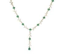 wenwendianzi Teardrop-Shaped Colored Zircon Adjustable Necklace (Golden G)