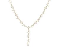 wenwendianzi Teardrop-Shaped Colored Zircon Adjustable Necklace (Golden W)