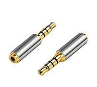 Wenxiaw 2 adaptadores jack de 3,5 mm macho a hembra de 2,5 mm, carcasa de metal, para auriculares, micrófono