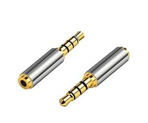 Wenxiaw 2 adaptadores jack de 3,5 mm macho a hembra de 2,5 mm, carcasa de metal, para auriculares, micrófono