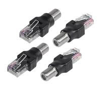 Wenxiaw 4 unidades RF a RJ45 convertidor coaxial, RF hembra a RJ45 macho Cable coaxial a Ethernet adaptador de barril coaxial adaptador para comprobador de línea para dispositivos de monitoreo de