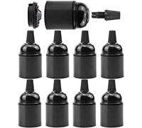 Wenxiaw Adaptador de Bombilla E27 Casquillo Vintage Baquelita para Edison - Aislante Impermeable - 8 Piezas Negro