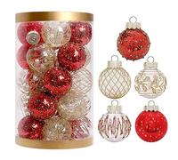 Wenxiaw Bolas de Navidad Rojas y Doradas, 25 Pcs Decoracion Arbol Navidad, Bolas de Navidad de Plástico de 6 CM, Regalos Navidad Navidad Decoración Casa, Boda Fiesta de Cumpleaños Decoración Navideña