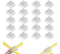 Wenxiaw Conector para tira de LED COB/SMD de 2 pines y 8mm, Pack de 20 conectores para tira LED Conector de esquina LED transparente Conector para tira de LED sin soldadura Para tiras LED COB/SMD
