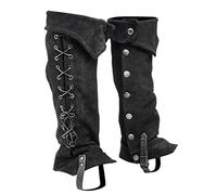 Wenxishangmao Fundas de botas de disfraz medieval de piel sintética, polaina de protección de piernas de caballero vintage, calentador de piernas, funda ajustable para zapatos (negro)