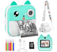 WenYa Cámara de impresión instantánea para niños, cámara digital instantánea de 2.4 pulgadas, cámara digital HD 1080P para niños con papel de impresión y tarjeta de 32 GB para niños y niñas de 3 a 12