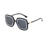 WENYAZIGUO Gafas de sol de moda con montura grande y perla for mujer, gafas de personalidad vintage, gafas de decoración de modelos de desfile de moda