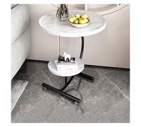 WENYAZIGUO mesita Auxiliar para sofá, Mesa Auxiliar de Almacenamiento en Forma de C de 2 Niveles, Blanco Nogal Negro, Varios tamaños(White,Small)