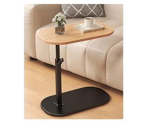 WENYAZIGUO mesita Auxiliar para sofá, Mesa Auxiliar en Forma de C Negra, Varios tamaños, Altura Ajustable de 18 a 31 Pulgadas, rotación 360(Black Walnut,L)