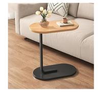 WENYAZIGUO mesita Auxiliar para sofá, Mesa Auxiliar Redonda Multicolor en Forma de C for sofá(Black+Wood)