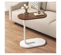 WENYAZIGUO mesita Auxiliar para sofá, Mesa Auxiliar Redonda Multicolor en Forma de C for sofá(White+Walnut)