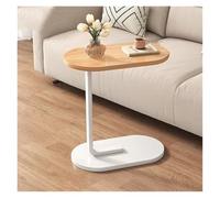 WENYAZIGUO mesita Auxiliar para sofá, Mesa Auxiliar Redonda Multicolor en Forma de C for sofá(White+Wood)