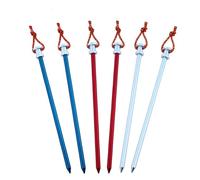 WENYAZIGUO Piquetas para Acampar, Estacas de Aluminio for toldo, for jardín, 6 Unidades, 23 cm (9 Pulgadas), Multicolor(Blue Red Silver)