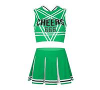 WENYAZIGUO Traje de animadora para niñas, Conjunto de porristas for mujer, 2 piezas, top corto sin mangas, minifalda, multicolor, varios tamaños(Green,M)