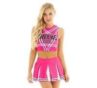WENYAZIGUO Traje de animadora para niñas, Conjunto de uniforme de animadora for mujer, multicolor, varios tamaños(Hot Pink B,S)