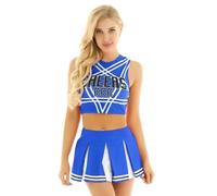 WENYAZIGUO Traje de animadora para niñas, Conjunto de uniforme de animadora for mujer, multicolor, varios tamaños(Blue B,S)