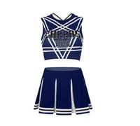 WENYAZIGUO Traje de animadora para niñas, Conjunto de uniforme de animadora for mujer, multicolor, varios tamaños(Deep Blue B,S)