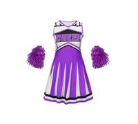 WENYAZIGUO Traje de animadora para niñas, Conjunto de uniforme de animadora for niñas con pompones, multicolor, varios tamaños(Purple,9-10 Years)